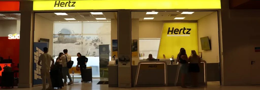 Hertz car rental counter at Chania International Airport (CHQ), Crete