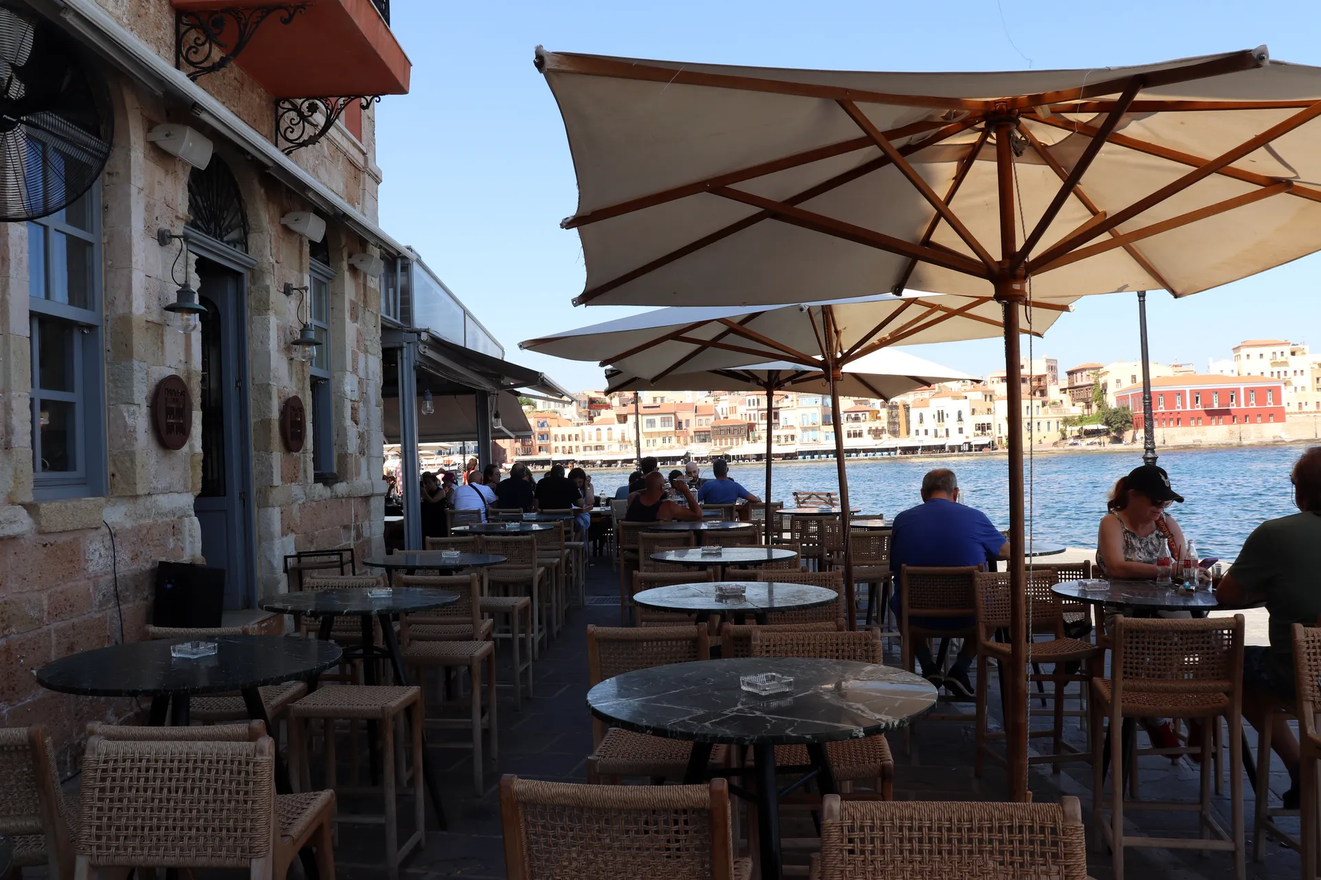 View of the Chania Lighthouse from Pallas Restaurant