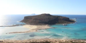 Balos Lagoon, Crete — panoramic sunrise view with turquoise waters and sandy peninsula
