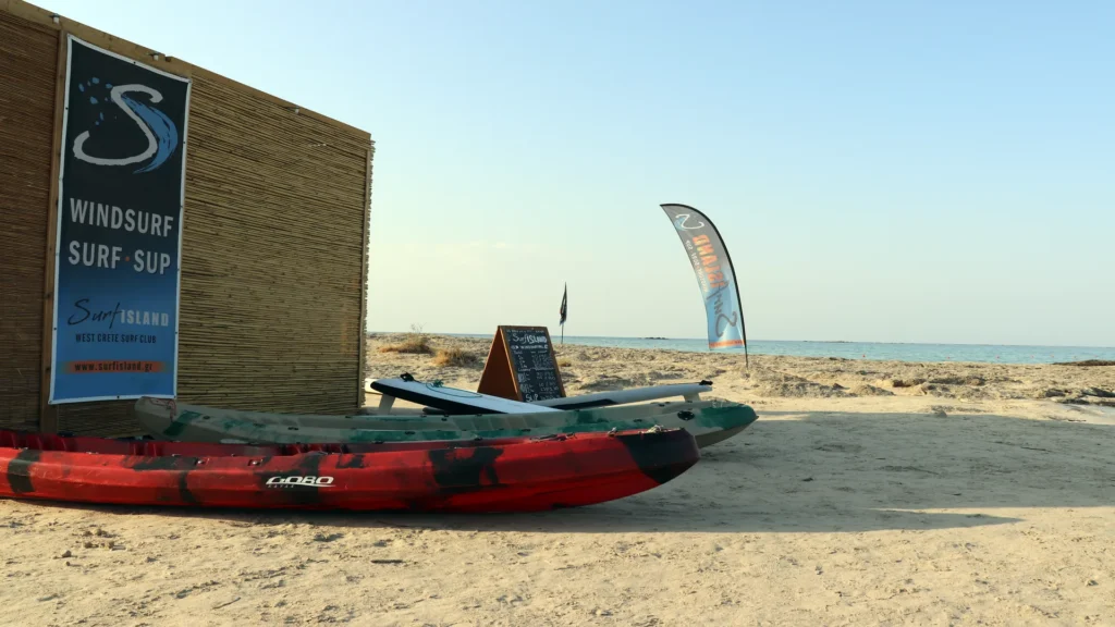 Kayak rental at Elafonissi Beach lagoon, Crete — photo by Zurab Pekirishvili