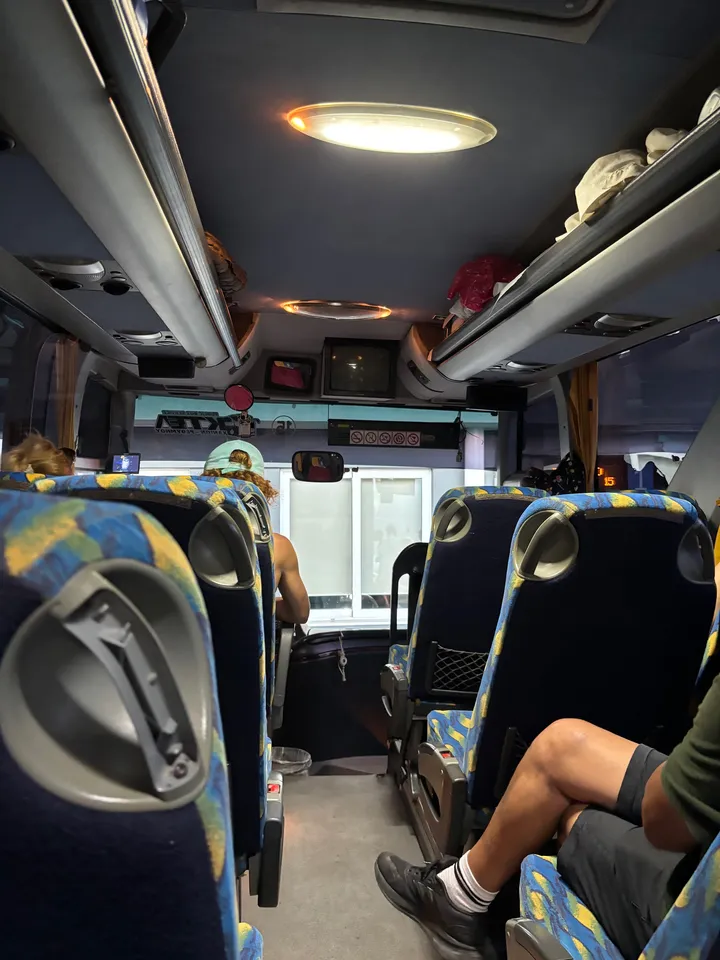 Passengers inside the KTEL bus to Elafonissi Beach Crete — photo by Zurab Pekirishvili