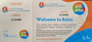 Balos entrance ticket — Municipality of Kissamos, fee 1 euro