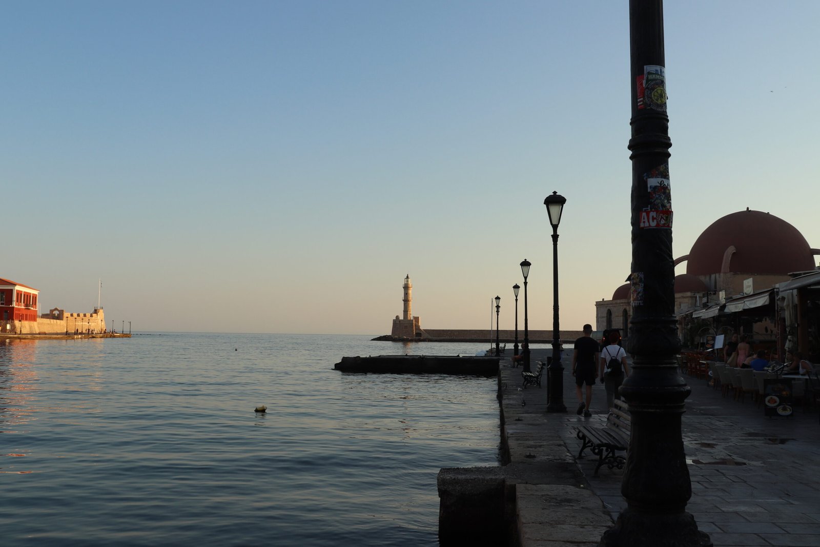 Chania lighthouse at sunset
