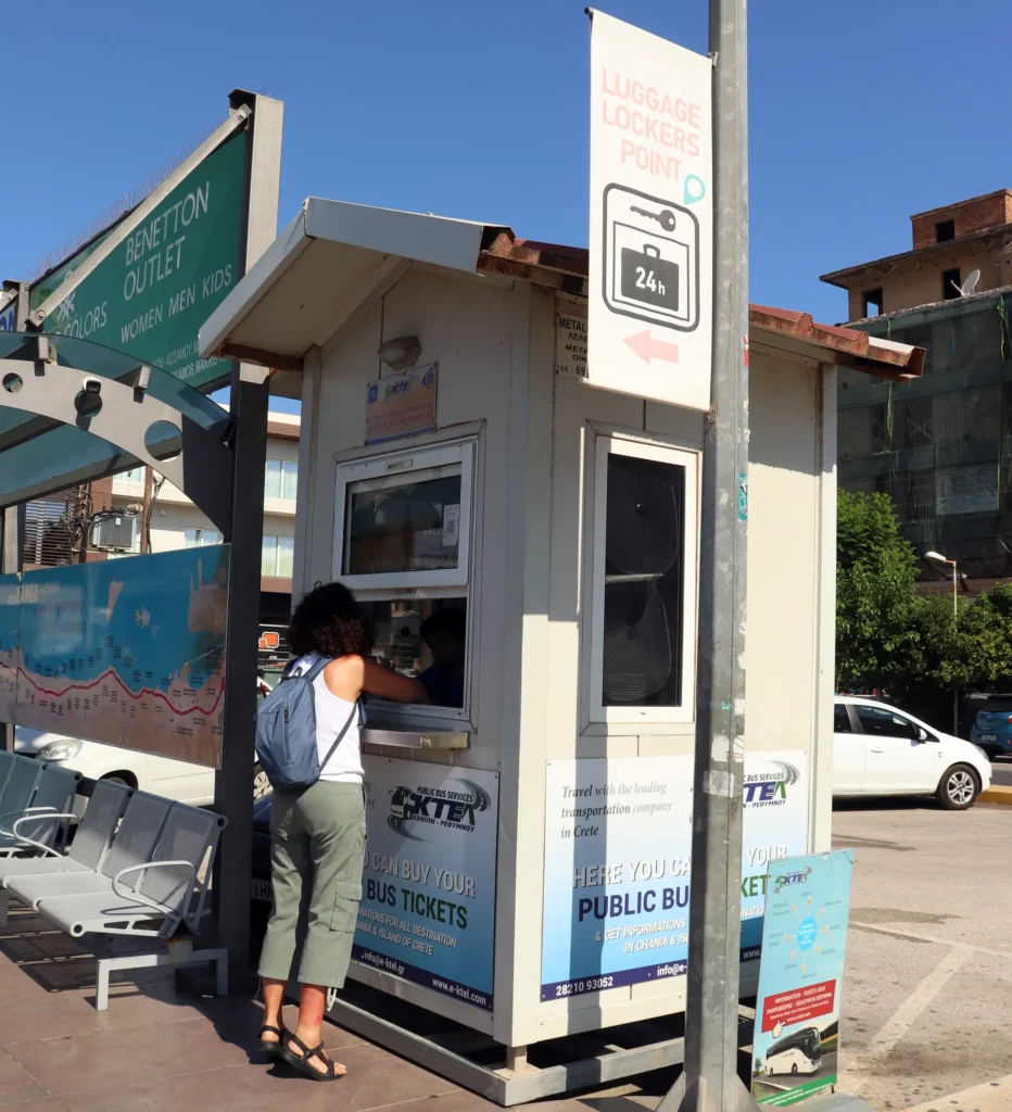 City bus ticket kiosk at Chania Bus Station