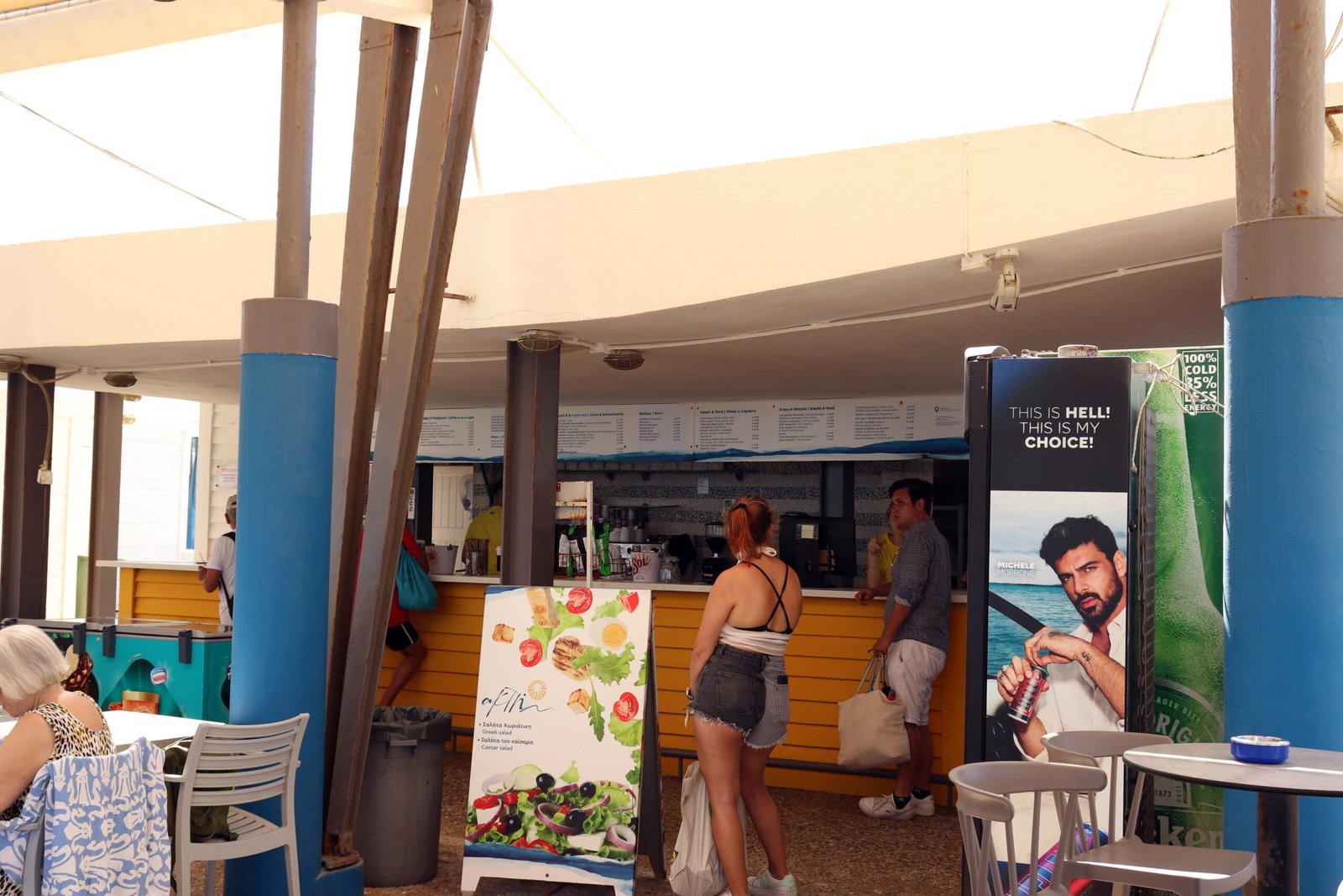 Cafeteria at Karteros Municipal Beach Beach cafeteria at Karteros municipal beach near Heraklion, Crete