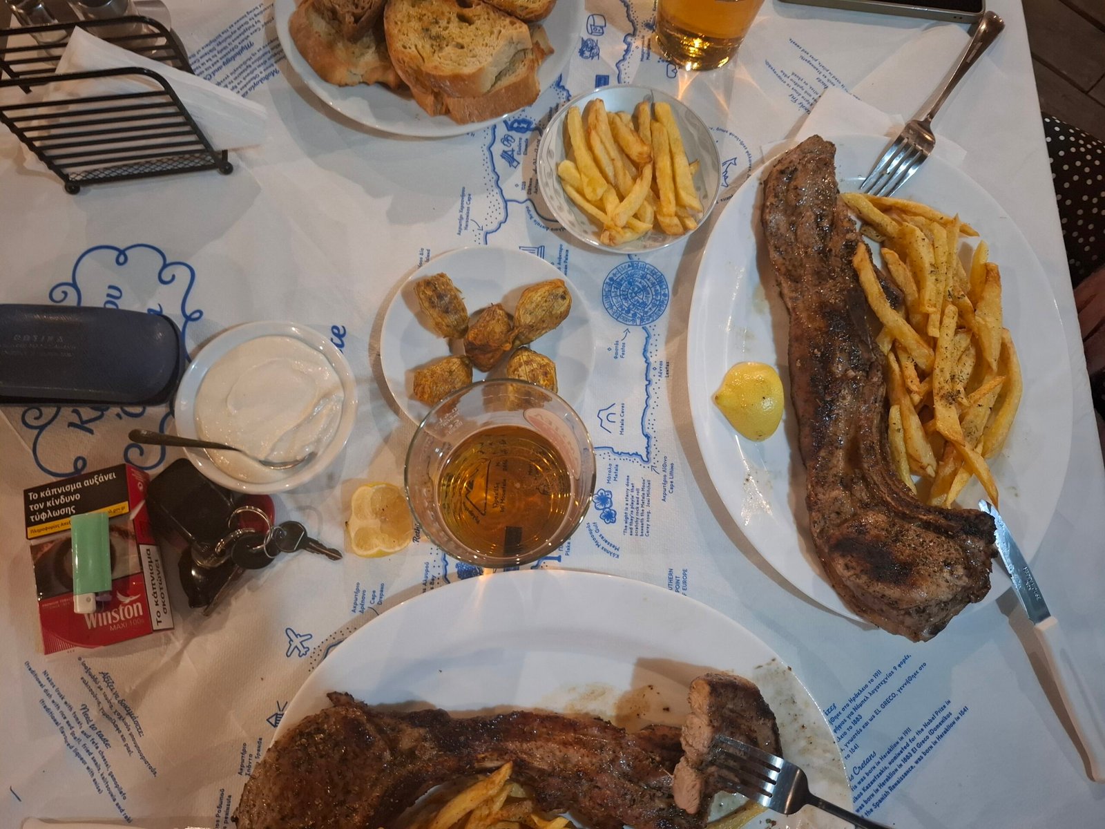 Giant pork brizola on the road to Elafonissi Grilled pork brizola with fries at Lefteris Rooms & Tavern