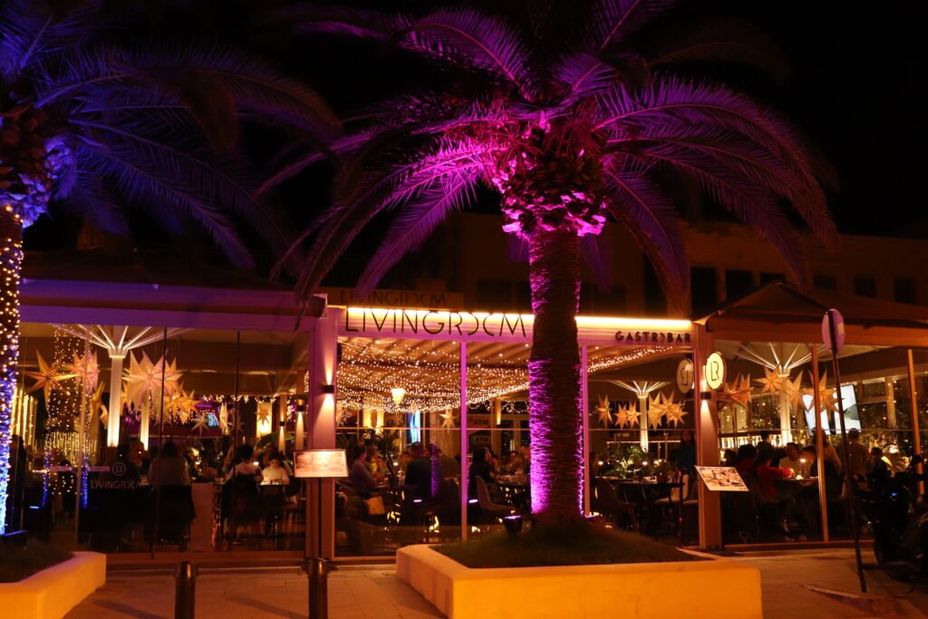 LivingRoom GastroBar Rethymno at night with DJs, cocktails and vibrant local nightlife