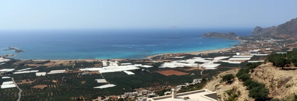 Panoramic view of Falassarna Beach on the west coast of Crete