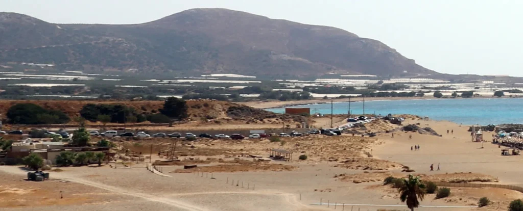 Roadside parking area near Falassarna Beach in Crete