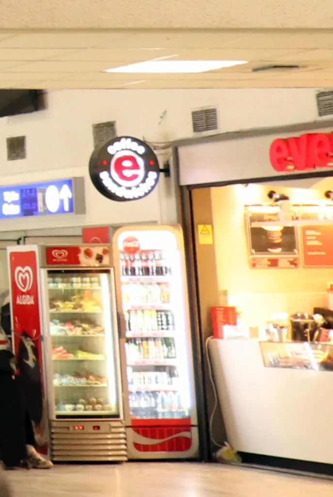 Café and food counter inside Heraklion Airport terminal
