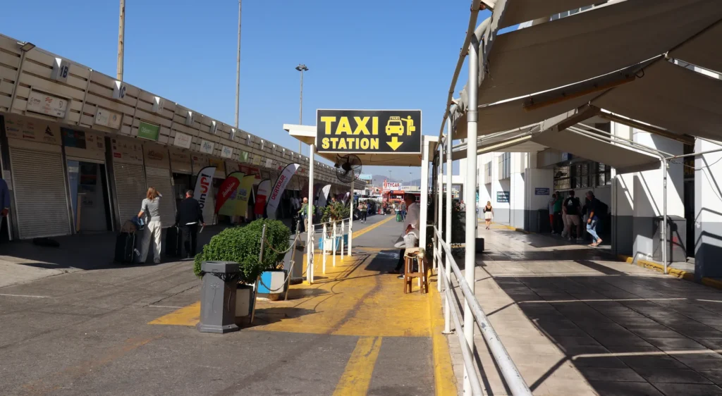 Official taxi rank outside Heraklion International Airport in Crete