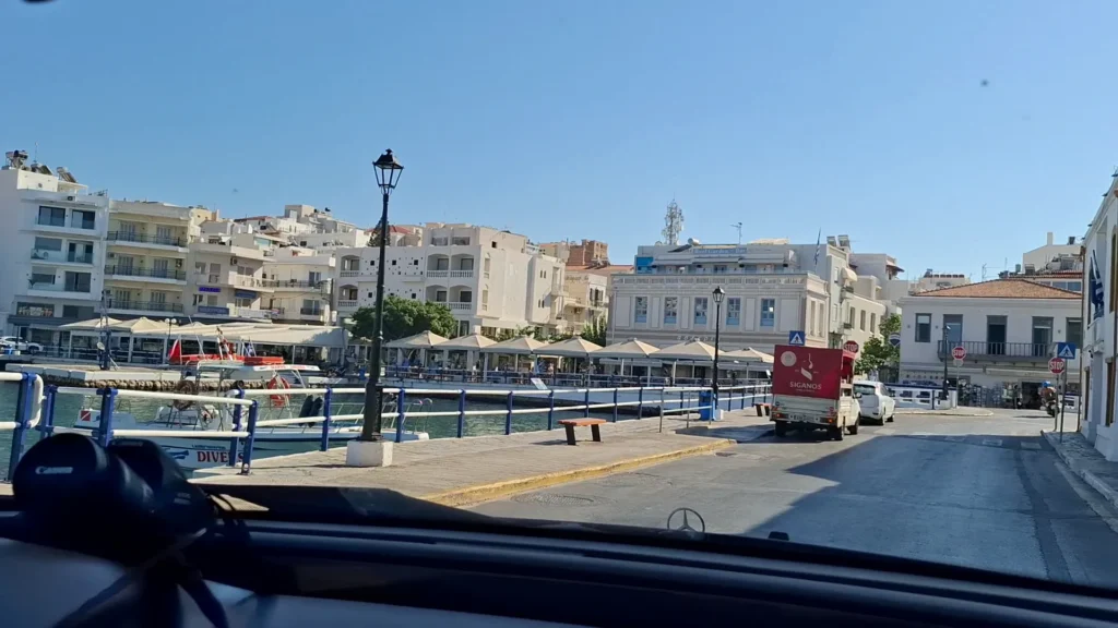 Agios Nikolaos harbour promenade near departures for scheduled Spinalonga cruises