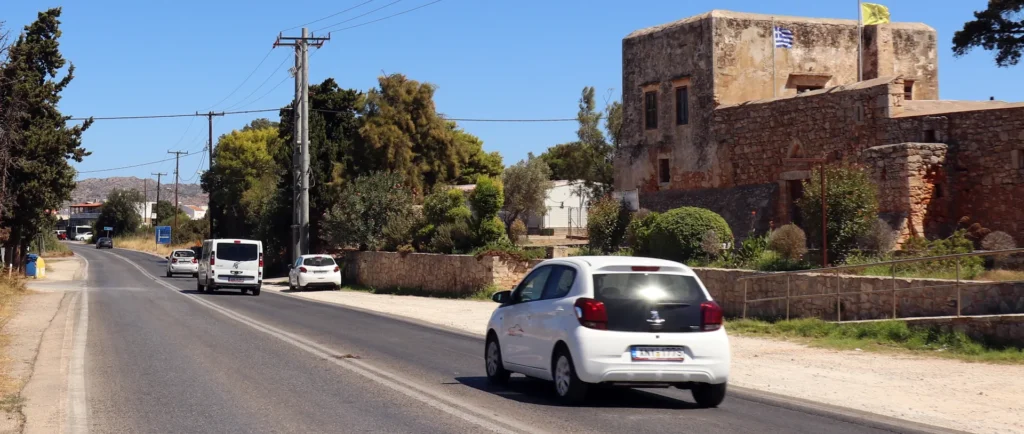 Road leading from Chania Airport toward Chania city