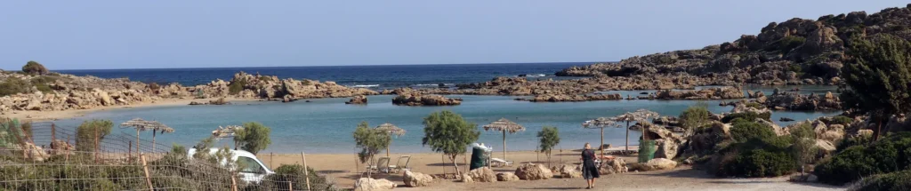 Quiet beach in Crete during the spring swimming season