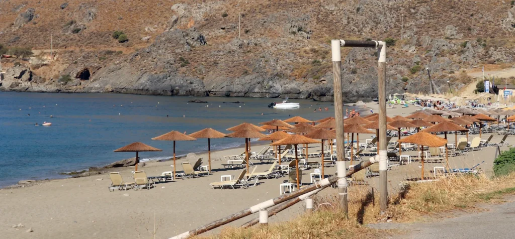 Quiet beach in Crete during the October swimming season