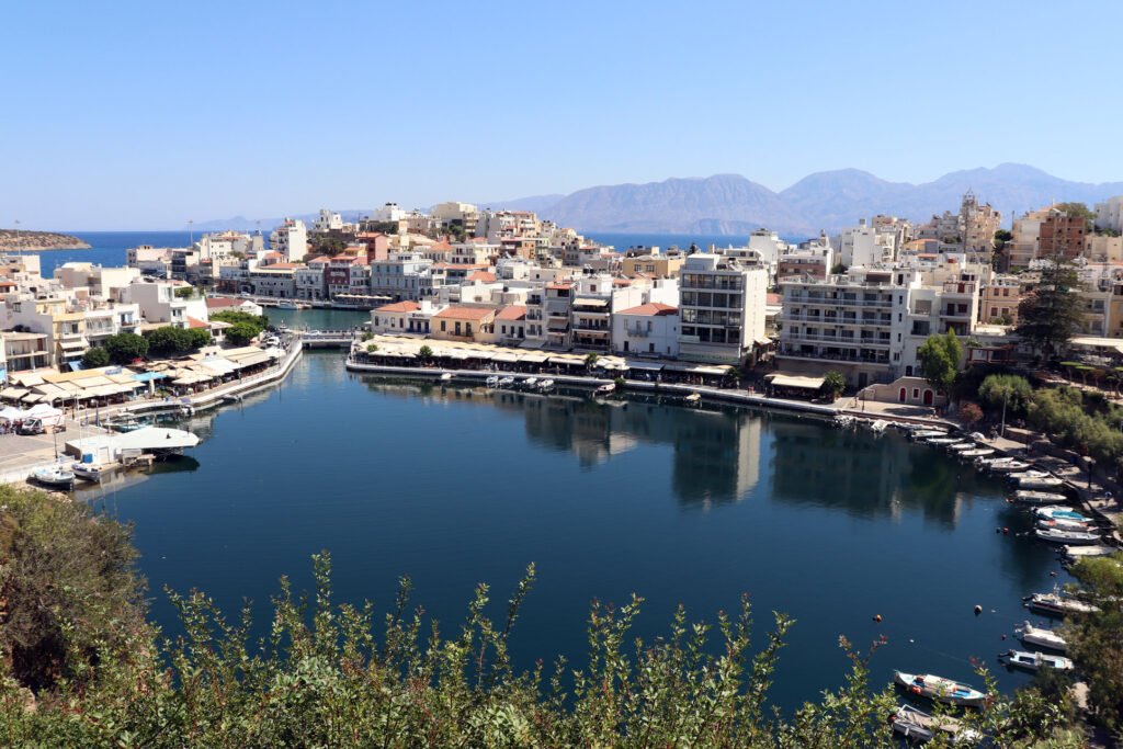 View from above over Lake Voulismeni in Agios Nikolaos Crete