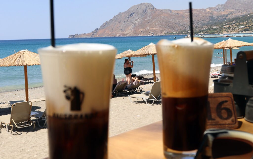 Cocktail drinks at a beach bar in Heraklion