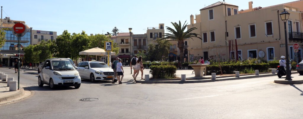 rethymno old town central square restaurants street view crete