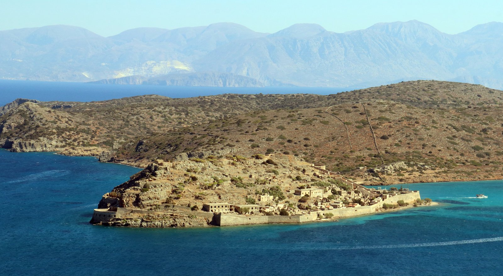 spinalonga island elounda crete fortress aerial view