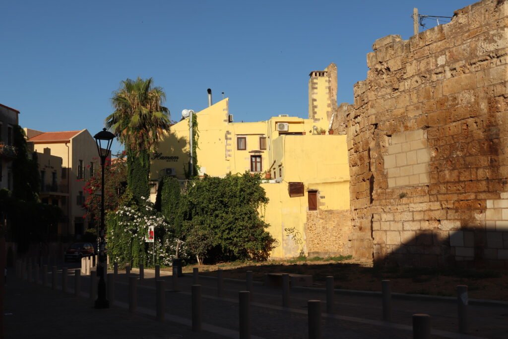 Venetian wall in Chania Old Town Crete at sunset