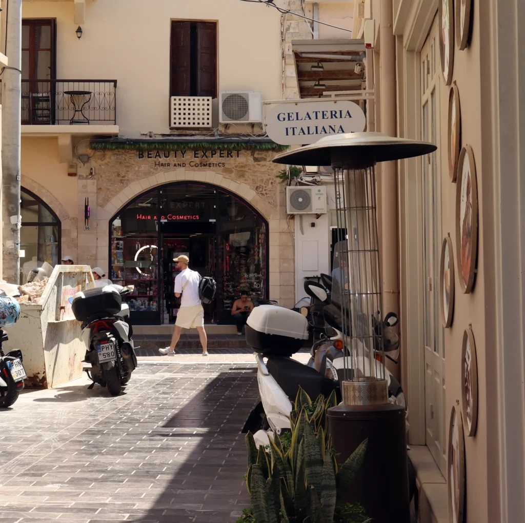 Narrow shopping lane in Rethymno Old Town