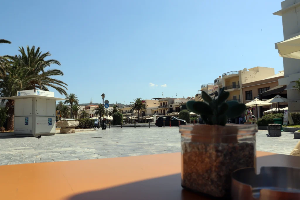 Town square with cafés in Rethymno Old Town