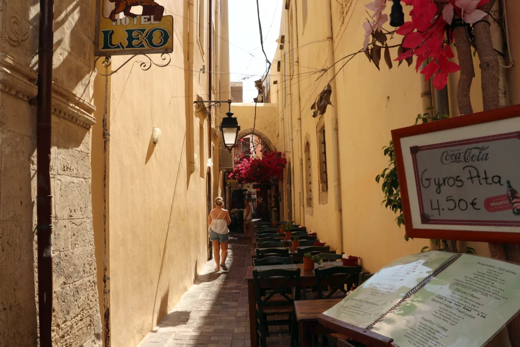 Traditional taverna alley in Rethymno Old Town
