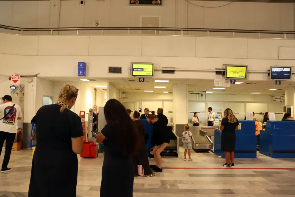 Check-in desks inside Heraklion Airport terminal