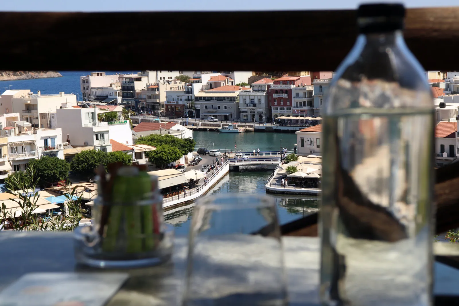 View over Lake Voulismeni and Agios Nikolaos in Crete