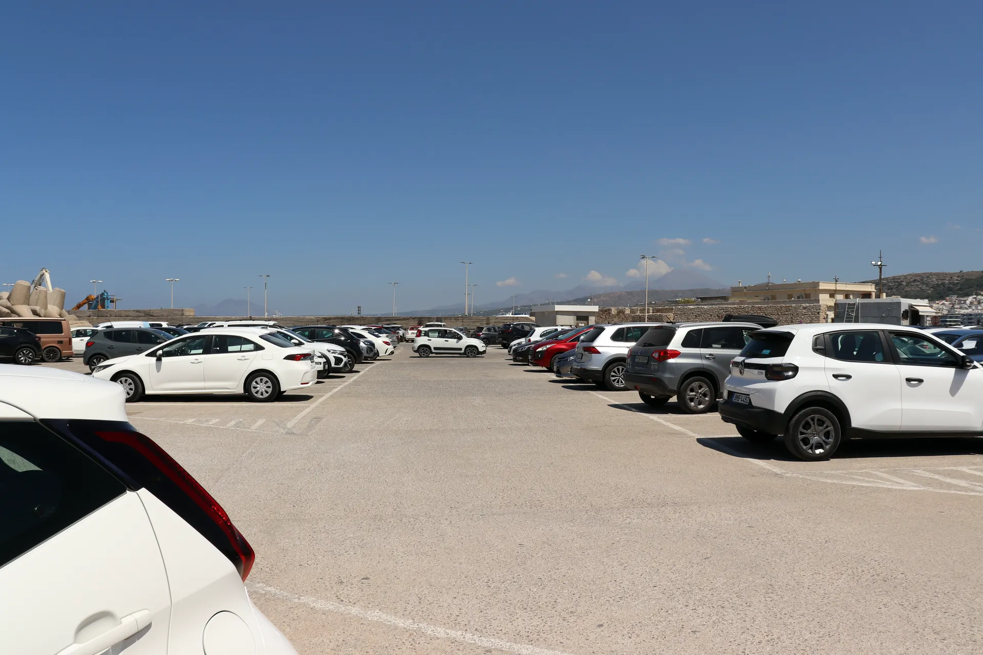 Cars inside Parking Limani near Rethymno Old Town