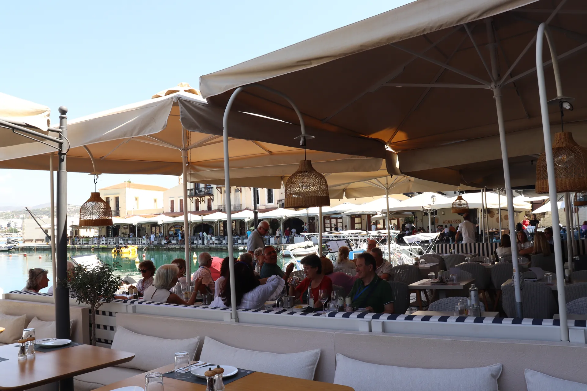 Restaurants at Rethymno Venetian harbour, Crete
