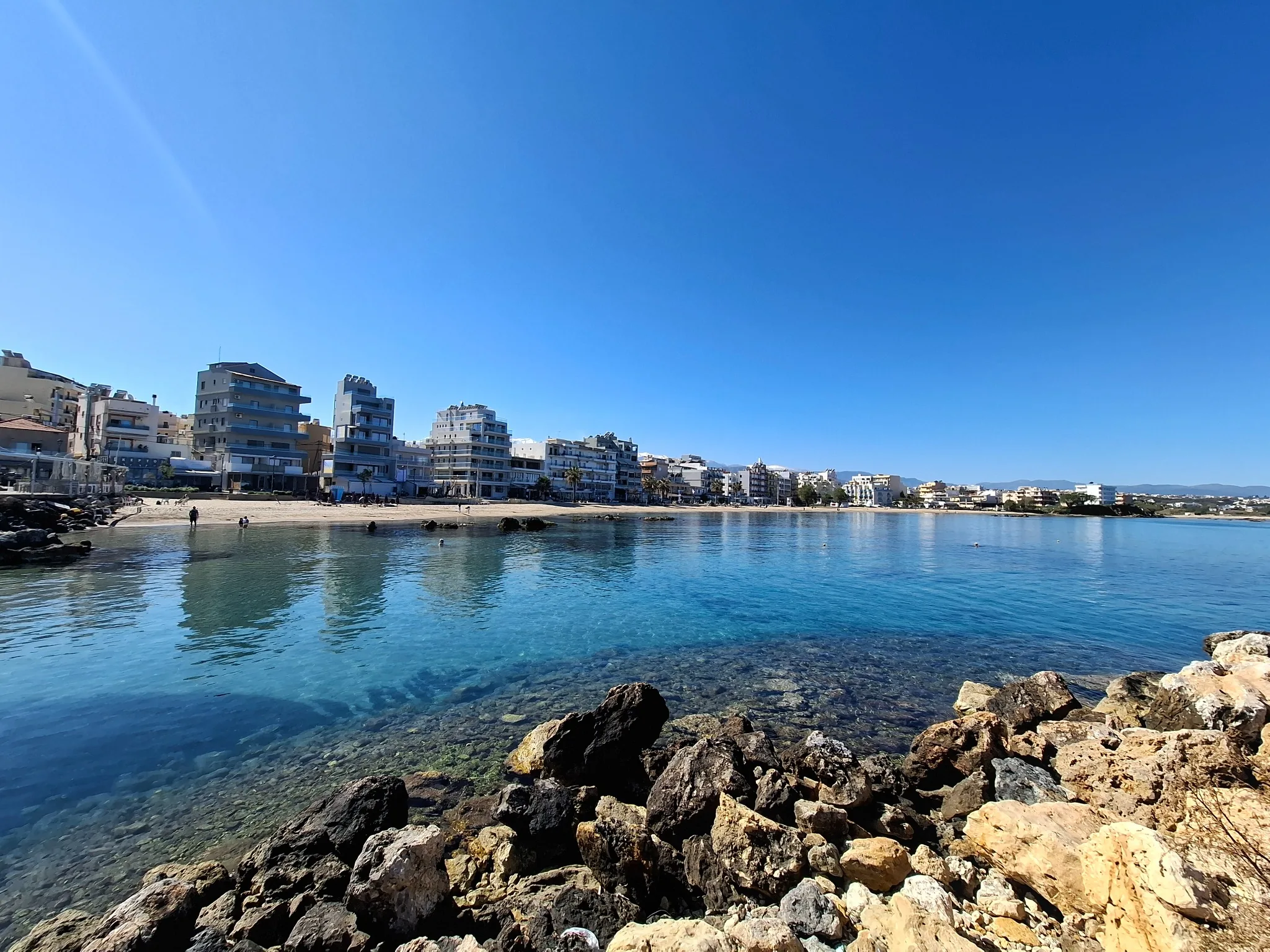 Nea Chora Beach in Chania Nea Chora Beach and waterfront in Chania, Crete