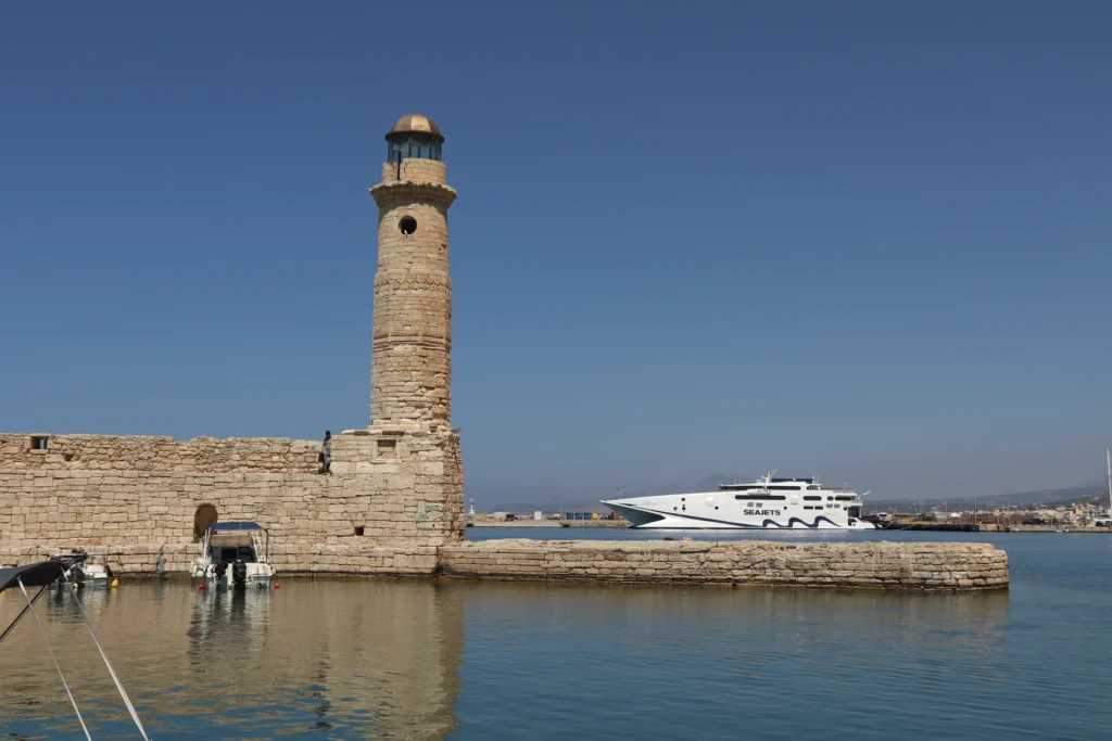 Rethymno Old Harbour lighthouse in Crete